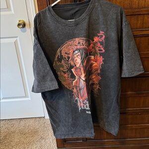 Graphic Tee with Red and Black Design